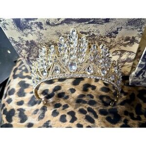 Gold Crystal Crown Princess Tiara / Crown / Wedding Headpiece